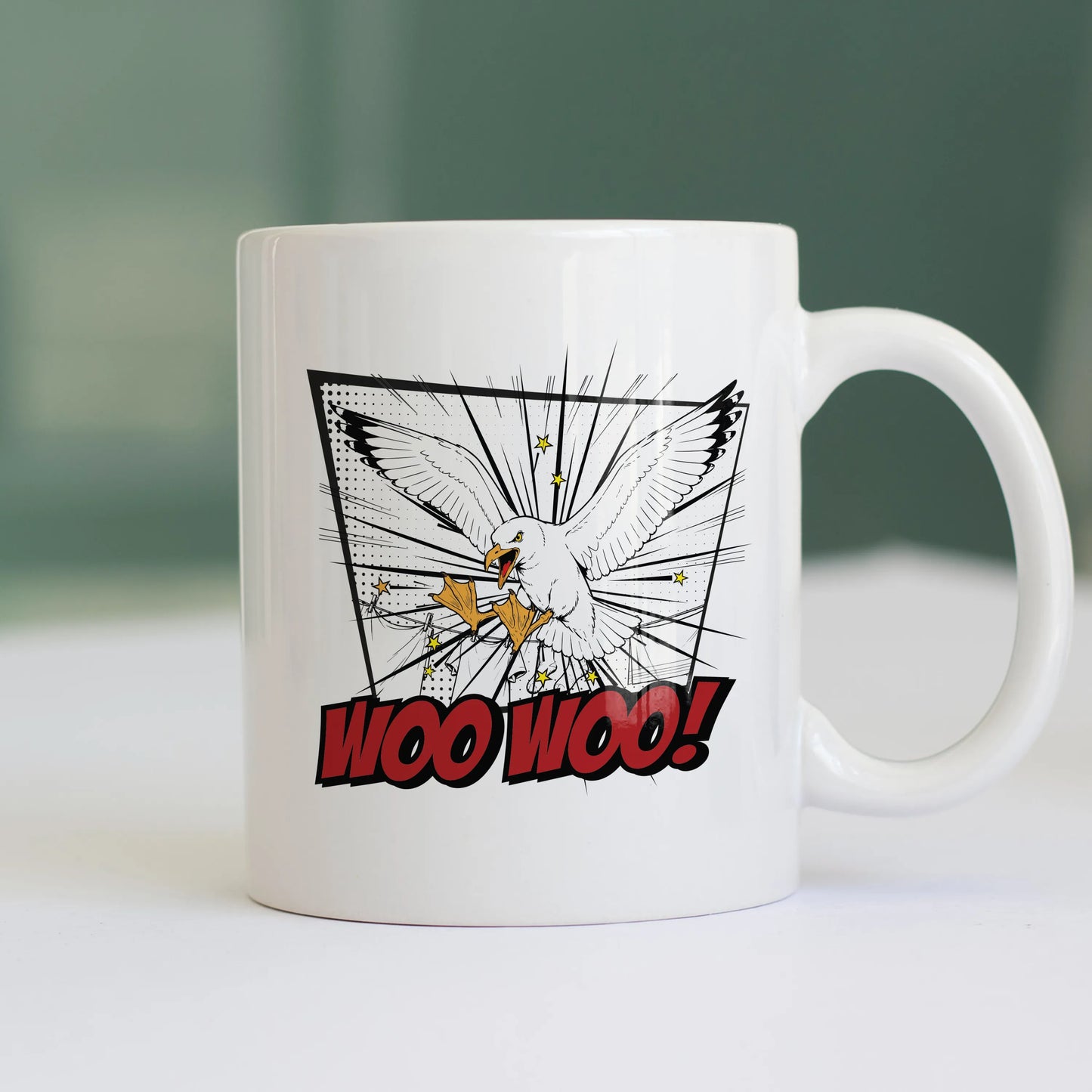 CUC TAZZA IN CERAMICA CON LE ZAMPE DAVANTI - PERSONAGGI FAMOSI - IL BECCO WOO WOO - Divertente - Gabbiani -  #chooseurcolor