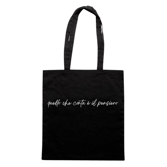 SHOPPER quello che conta è il pensiero divertente natale regalo simpatico Nera #chooseurcolor