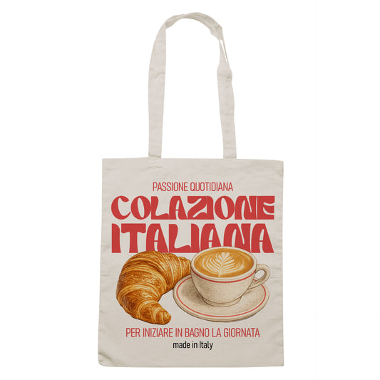 SHOPPER CUC COLAZIONE ITALIANA per iniziare in bagno la giornata meme simpatica Sabbia M [IMGKEY:SAN:M:1]