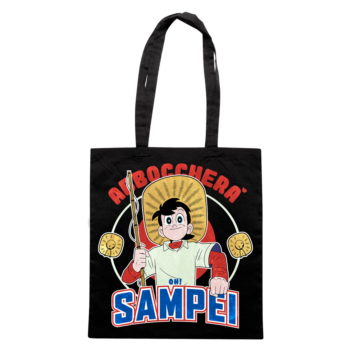 SHOPPER CUC Abboccherà Sigla Sampei cartoon anni 80 pesca Nera M [IMGKEY:BLA:M:1]