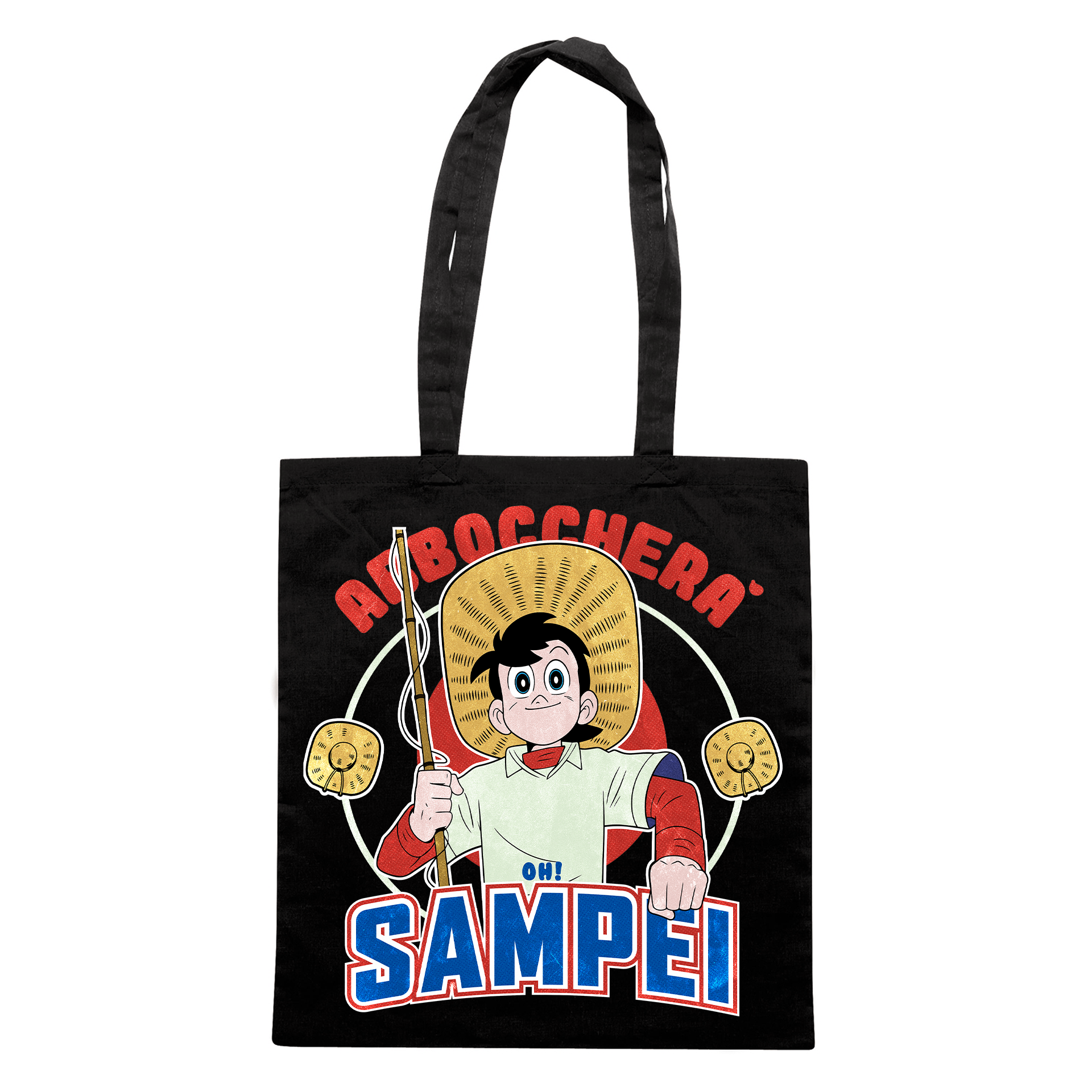 SHOPPER CUC Abboccherà Sigla Sampei cartoon anni 80 pesca Nera M [IMGKEY:BLA:M:1]