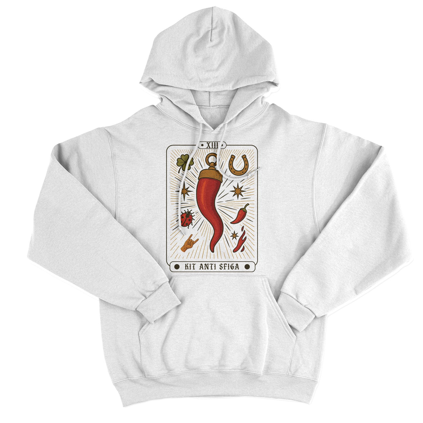 FELPA CAPPUCCIO KIT ANTI SFIGA fortuna sfortuna Tarocchi Bianca #chooseurcolor