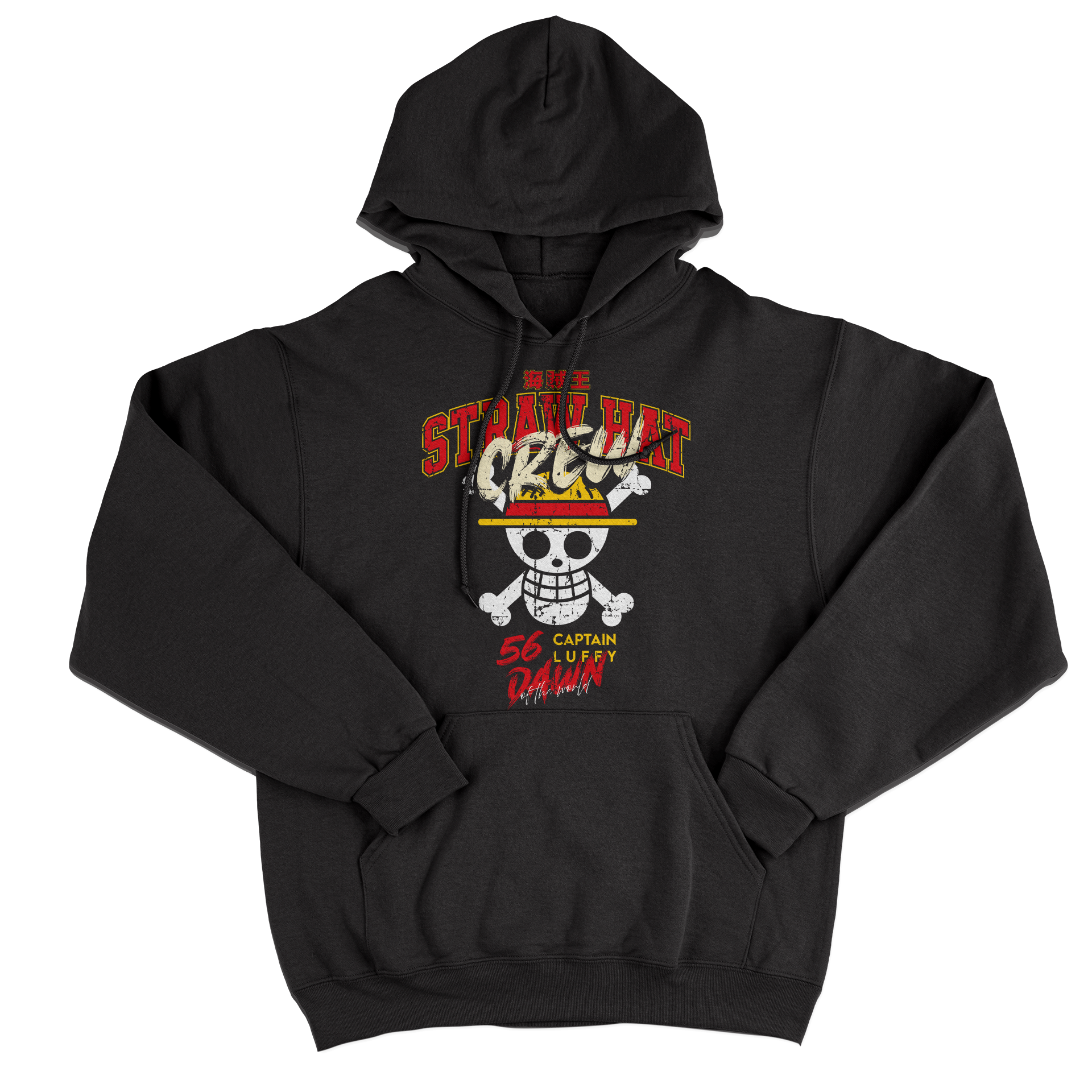 FELPA CAPPUCCIO CUC CAPPELLO DI PAGLIA Captain Luffy anime manga Nera M [IMGKEY:BLA:M:1]