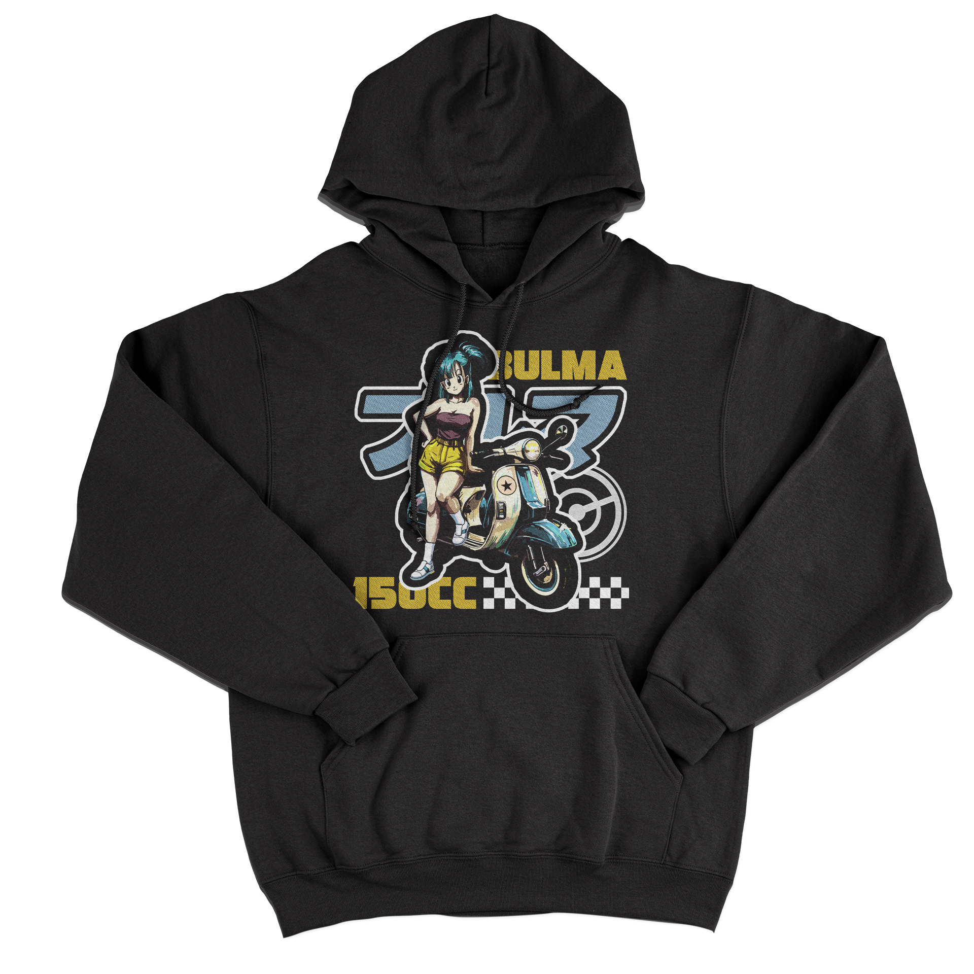 FELPA CAPPUCCIO CUC ANIME BULMA 150CC motorino e classic manga Nera M [IMGKEY:BLA:M:1]