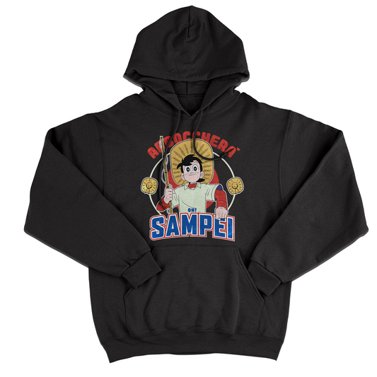 FELPA CAPPUCCIO CUC Abboccherà Sigla Sampei cartoon anni 80 pesca Nera M [IMGKEY:BLA:M:1]