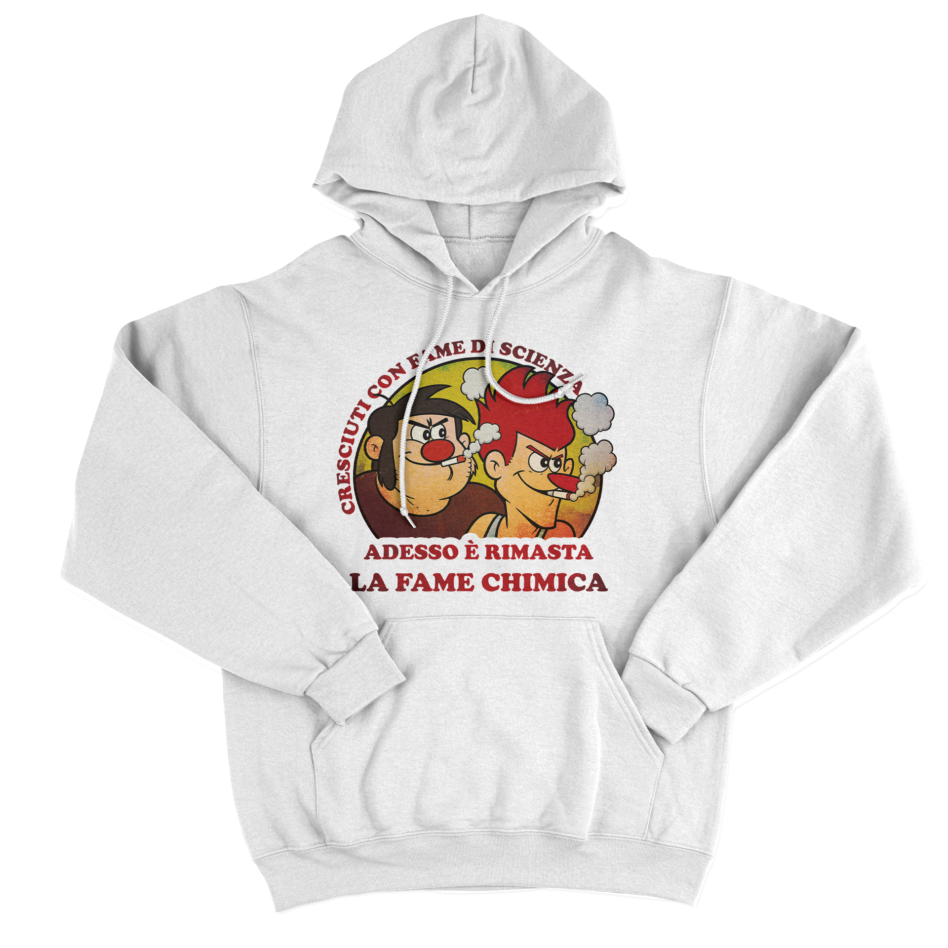 FELPA CAPPUCCIO CUC Esplorando il Corpo umano Affamati di scienza fame chimica meme virale Bianca M [IMGKEY:WHI:M:1]