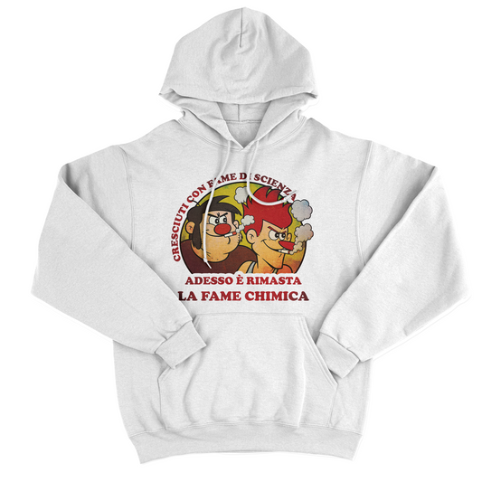 FELPA CAPPUCCIO CUC Esplorando il Corpo umano Affamati di scienza fame chimica meme virale Bianca M [IMGKEY:WHI:M:1]