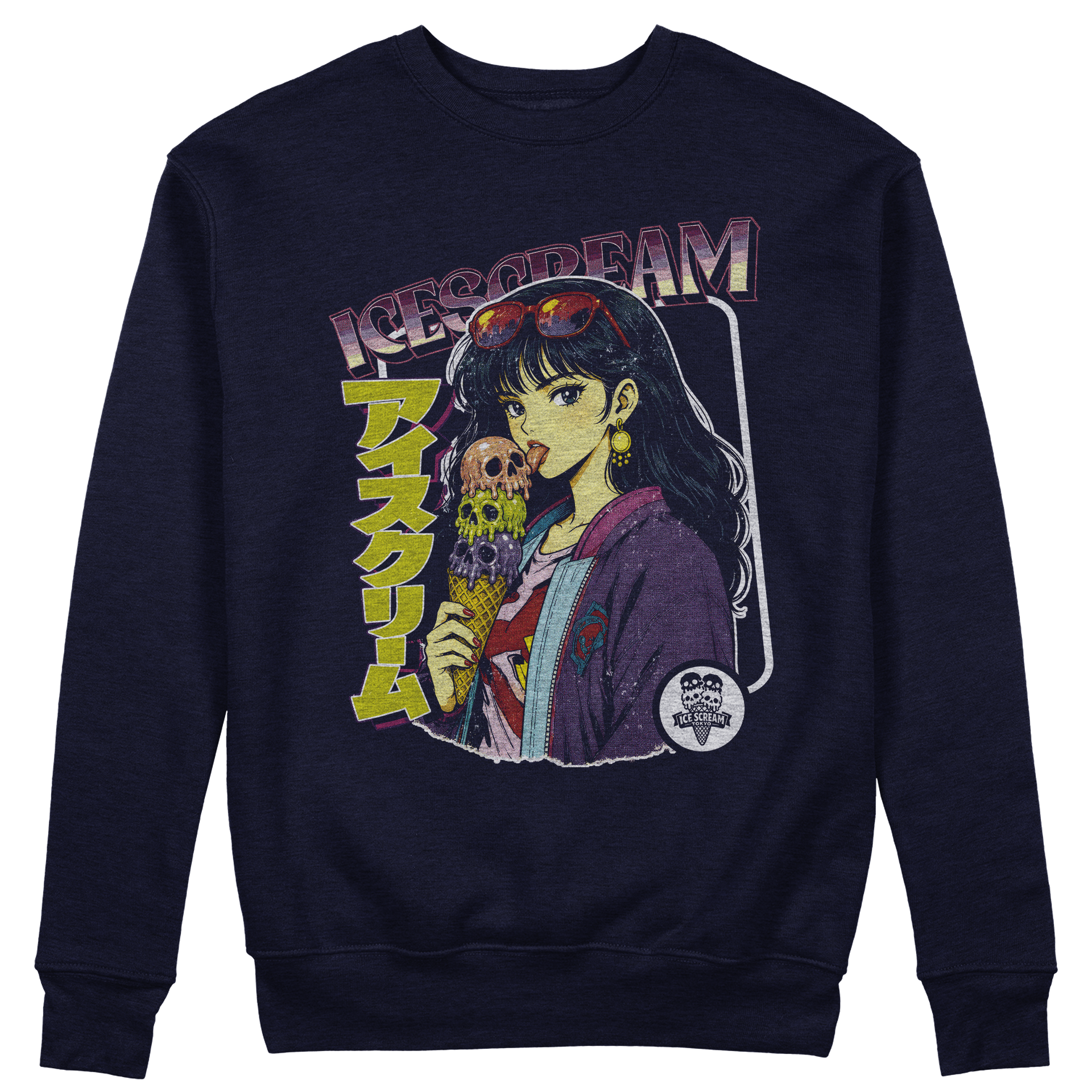 FELPA GIROCOLLO JAPAN ICE SCREAM estate cool Toky Blu M [IMGKEY:NAV:M:1]