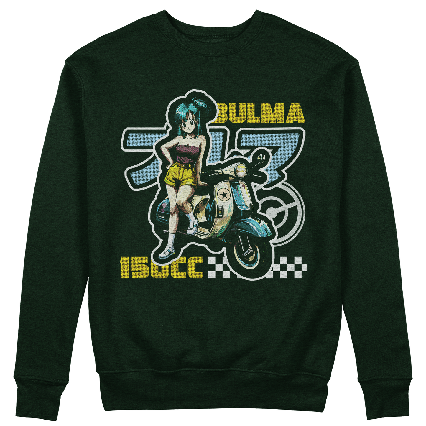 FELPA GIROCOLLO CUC ANIME BULMA 150CC motorino e classic manga Verde Bottiglia M [IMGKEY:BOT:M:1]