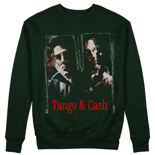 FELPA GIROCOLLO CUC TANGO & CASH Cult Film Anni 90 vintage Stallone e Russell Verde Bottiglia M [IMGKEY:BOT:M:1]