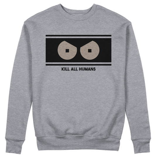 FELPA GIROCOLLO CUC KILL ALL HUMANS Bender Robot Grigio M [IMGKEY:GRE:M:1]