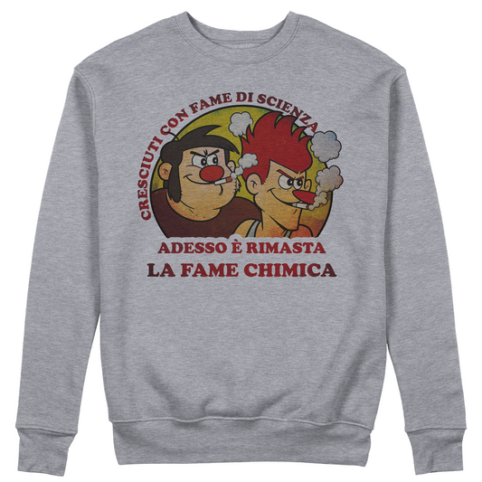 FELPA GIROCOLLO CUC Esplorando il Corpo umano Affamati di scienza fame chimica meme virale Grigio M [IMGKEY:GRE:M:1]