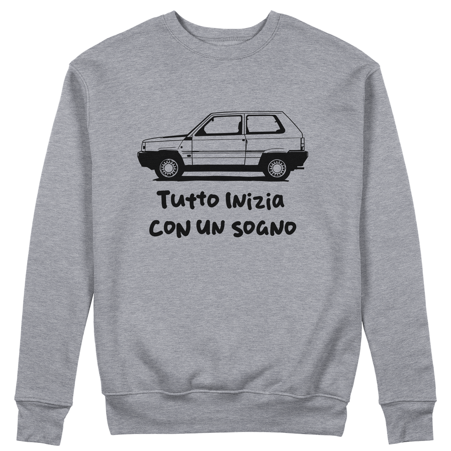FELPA GIROCOLLO CUC Tutto inizia con un sogno Panda macchine epiche Grigio M [IMGKEY:GRE:M:1]