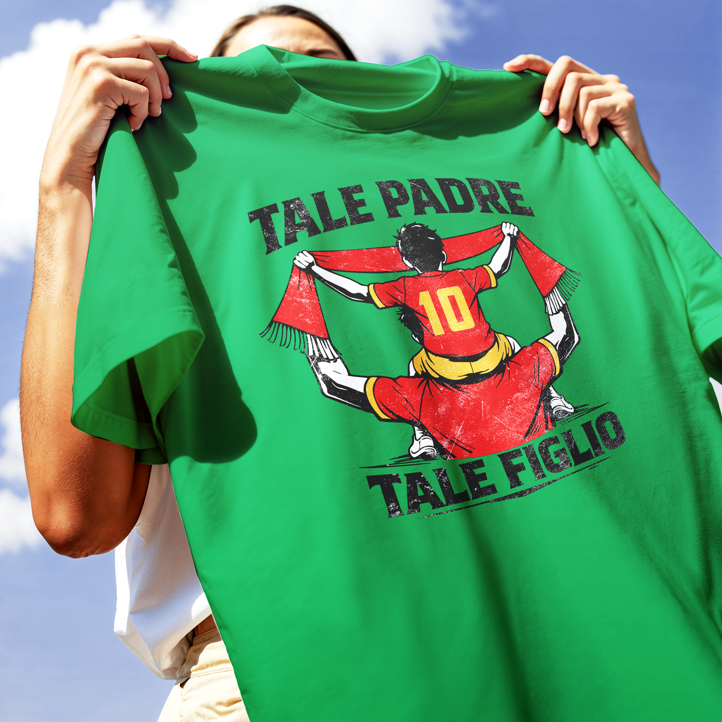 T-SHIRT Festa del Papà padre Tifoso come il figlio GIALLO ROSSO IRI #chooseurcolor