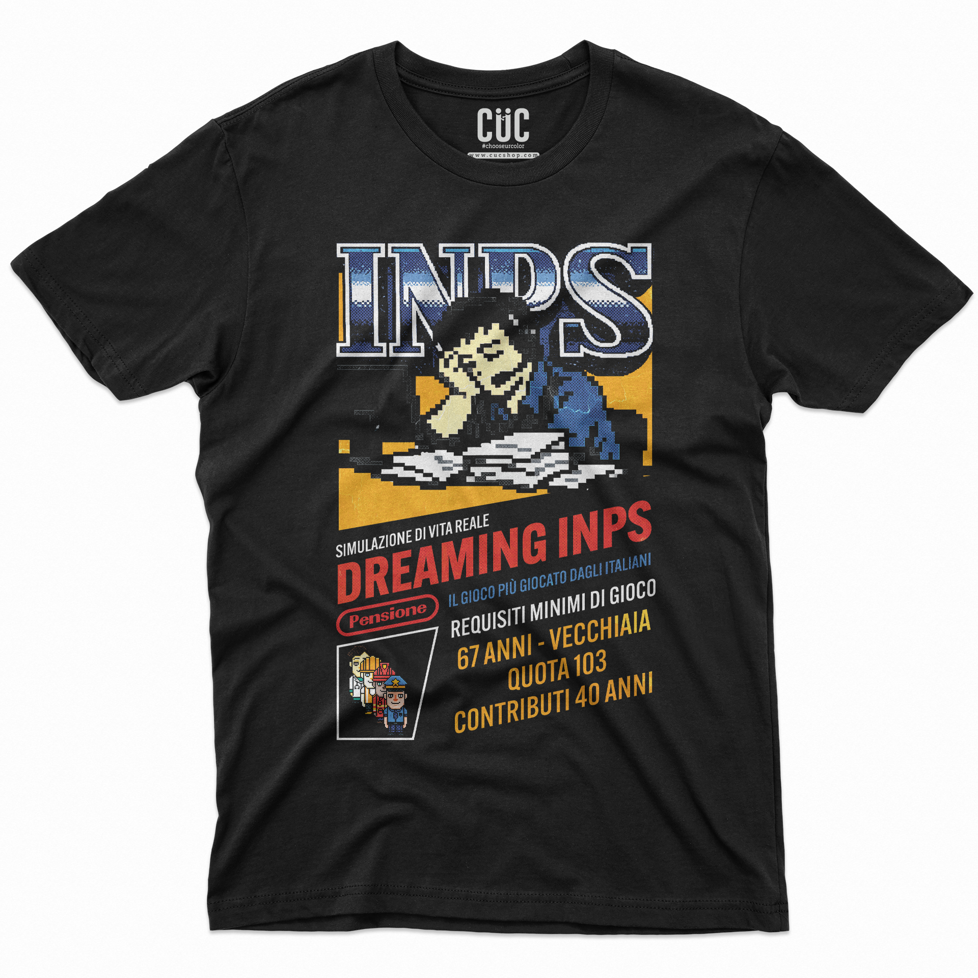 T-SHIRT CUC INPS Gioco per i prossimi anni Pensione Nera M [IMGKEY:BLA:M:1]