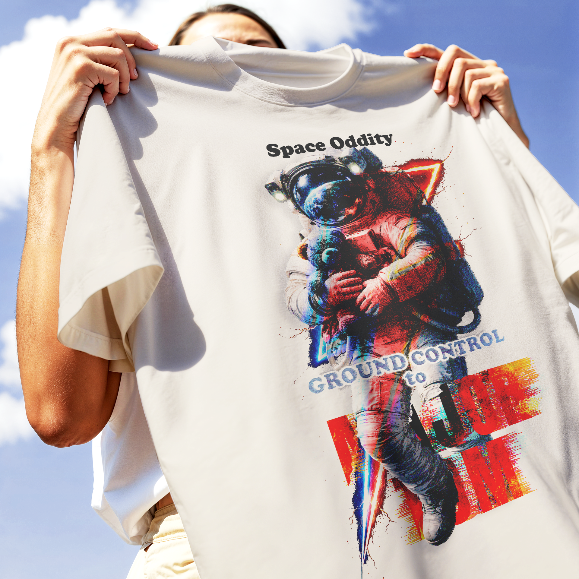 T-SHIRT CUC MAJOR TOM space oddity David Bowie best song Ground control Sabbia M [IMGKEY:SAN:M:3]