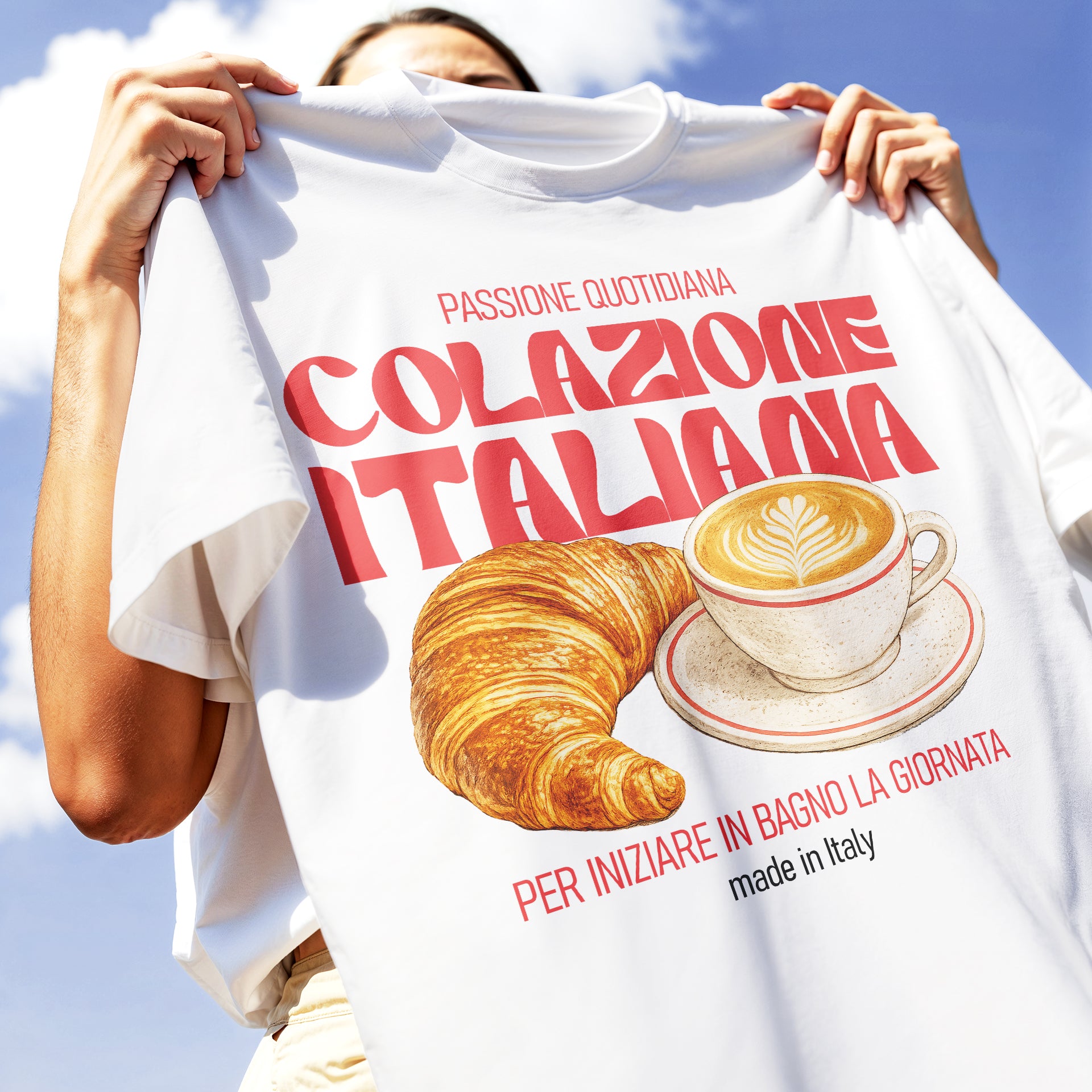 T-SHIRT CUC COLAZIONE ITALIANA per iniziare in bagno la giornata meme simpatica Bianca M [IMGKEY:WHI:M:2]
