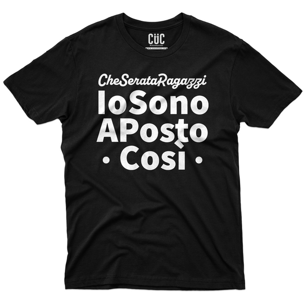T-SHIRT CUC IO SONO A POSTO COSì divertente regalo simpatica tv italiana Nera M [IMGKEY:BLA:M:1]