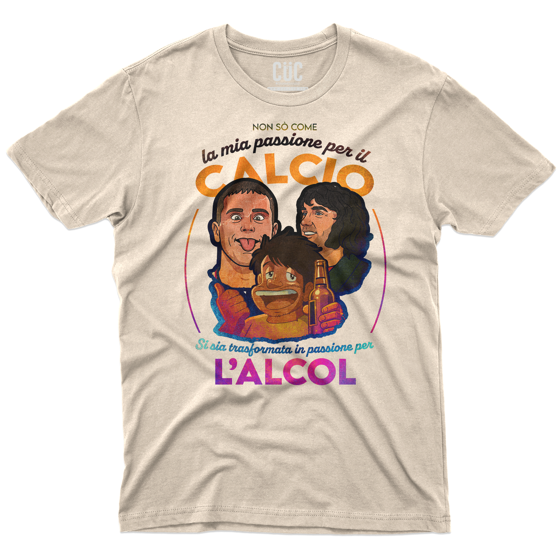 T-SHIRT ALCOL CALCIO cresci e bevi meme Sabbia M [IMGKEY:SAN:M:1]