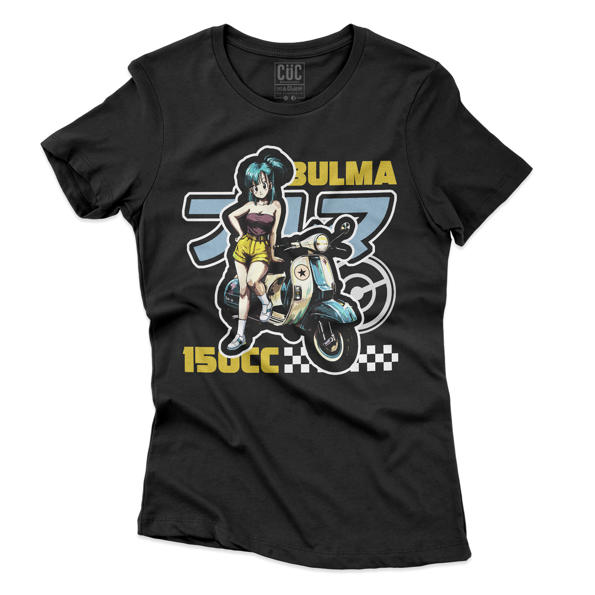 T-SHIRT CUC ANIME BULMA 150CC motorino e classic manga Nera W [IMGKEY:BLA:W:3]