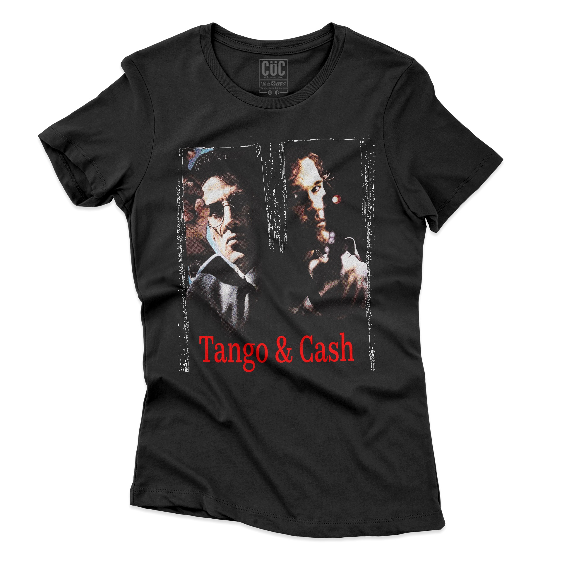 T-SHIRT CUC TANGO & CASH Cult Film Anni 90 vintage Stallone e Russell Nera W [IMGKEY:BLA:W:3]