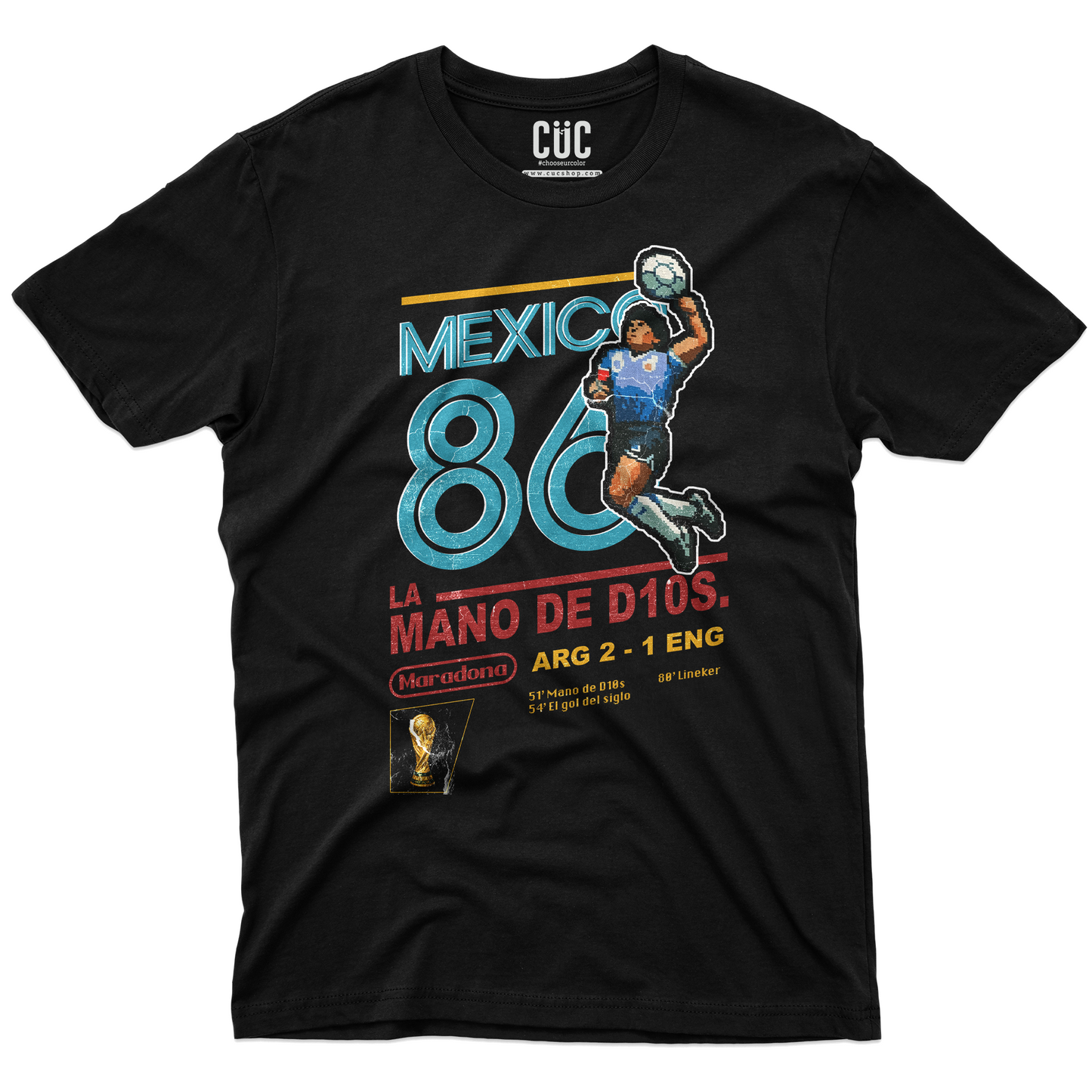 T-SHIRT CUC LA MANO DE DIOS Maradona argentina mondiali 86 Nera M [IMGKEY:BLA:M:1]
