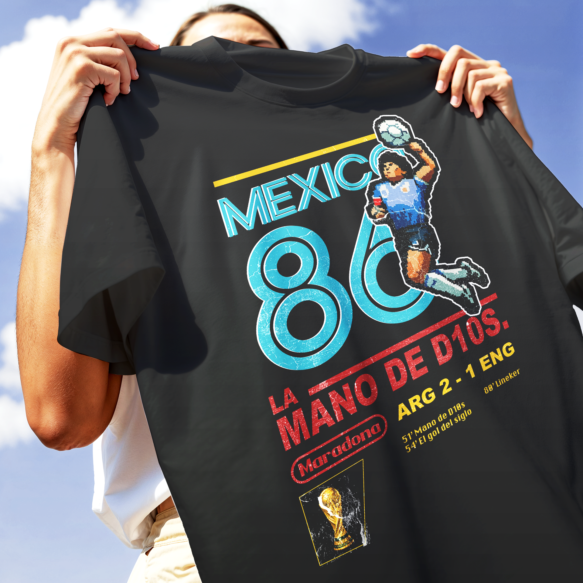T-SHIRT CUC LA MANO DE DIOS Maradona argentina mondiali 86 Nera M [IMGKEY:BLA:M:2]