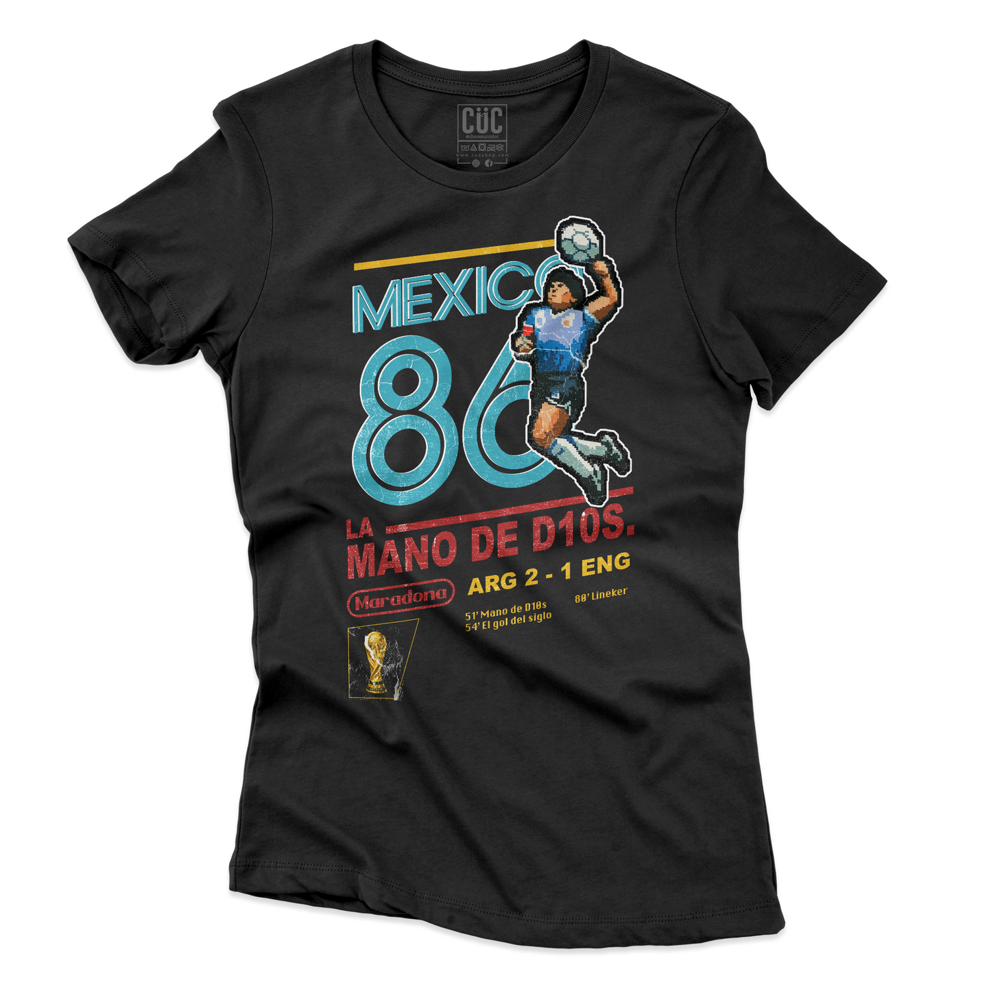 T-SHIRT CUC LA MANO DE DIOS Maradona argentina mondiali 86 Nera W [IMGKEY:BLA:W:1]