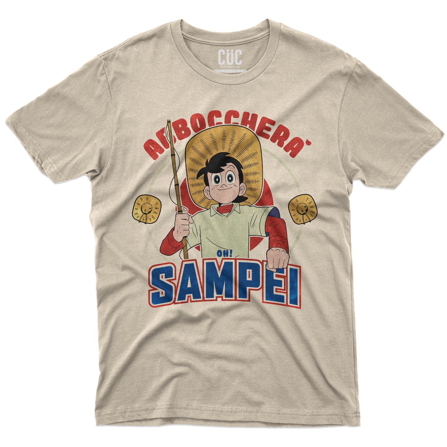 T-SHIRT CUC Abboccherà Sigla Sampei cartoon anni 80 pesca Sabbia M [IMGKEY:SAN:M:1]