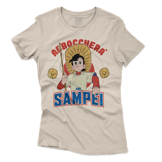 T-SHIRT CUC Abboccherà Sigla Sampei cartoon anni 80 pesca Sabbia W [IMGKEY:SAN:W:2]