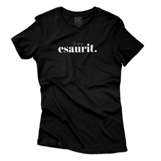 T-SHIRT CUC JE SUIS ESAURIT frase esplicativa del momento Nera W [IMGKEY:BLA:W:1]