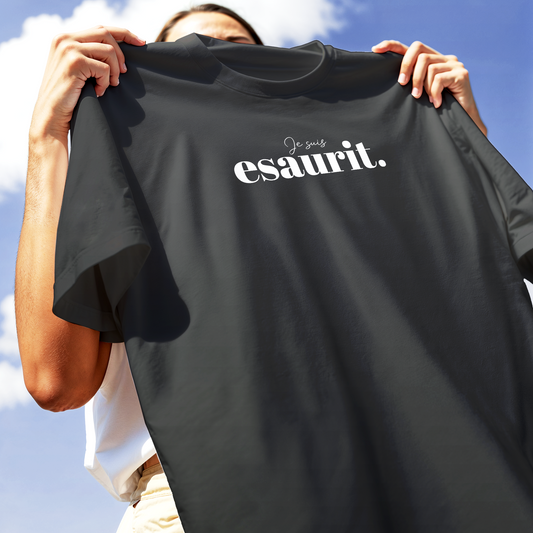 T-SHIRT CUC JE SUIS ESAURIT frase esplicativa del momento Nera W [IMGKEY:BLA:W:2]