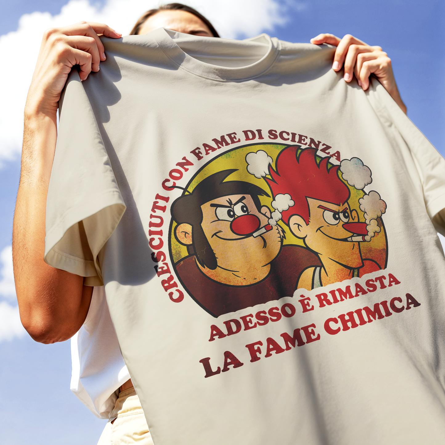 T-SHIRT CUC Esplorando il Corpo umano Affamati di scienza fame chimica meme virale Sabbia M [IMGKEY:SAN:M:2]