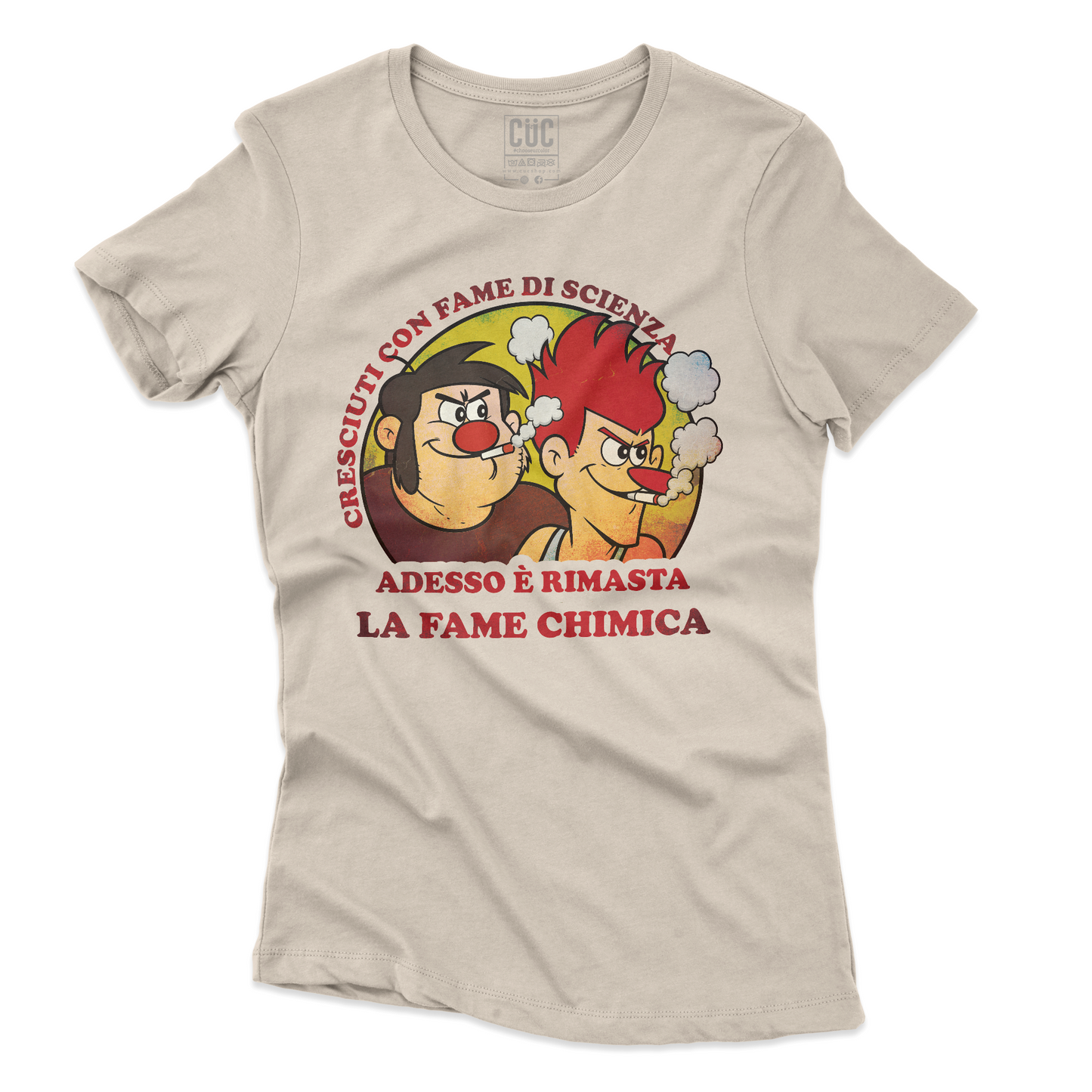T-SHIRT CUC Esplorando il Corpo umano Affamati di scienza fame chimica meme virale Sabbia W [IMGKEY:SAN:W:3]