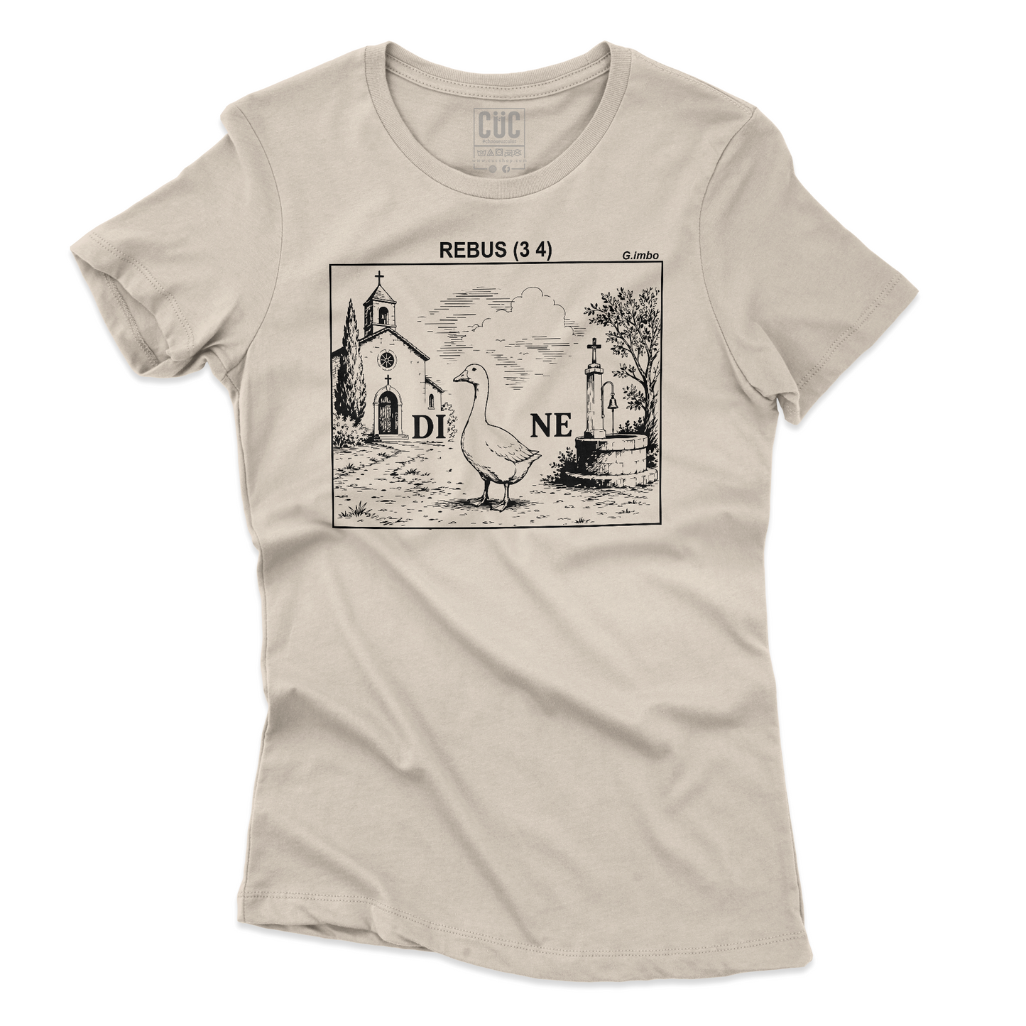 T-SHIRT CUC Rebus Irriverente Be stemmia Di Ne Settimana enigmistica Sabbia W [IMGKEY:SAN:W:3]