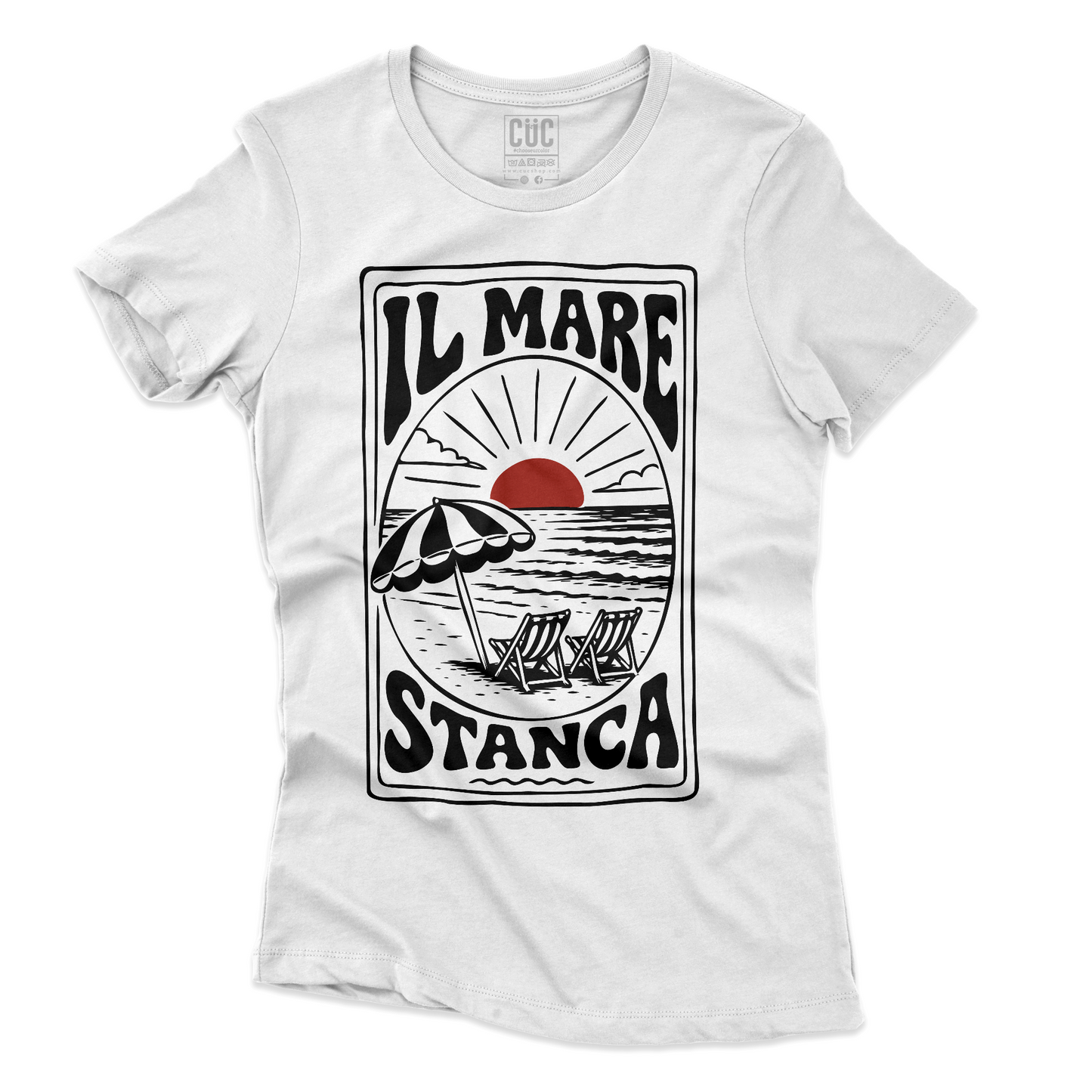 T-SHIRT CUC Il Mare Stanca detti popolari surf estate regalo divertente Bianca W [IMGKEY:WHI:W:3]