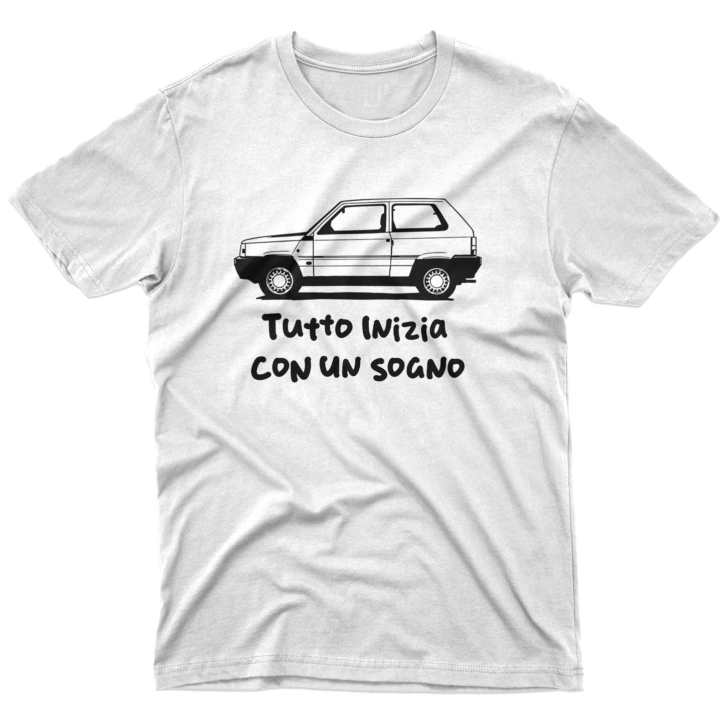 T-SHIRT CUC Tutto inizia con un sogno Panda macchine epiche Bianca M [IMGKEY:WHI:M:1]