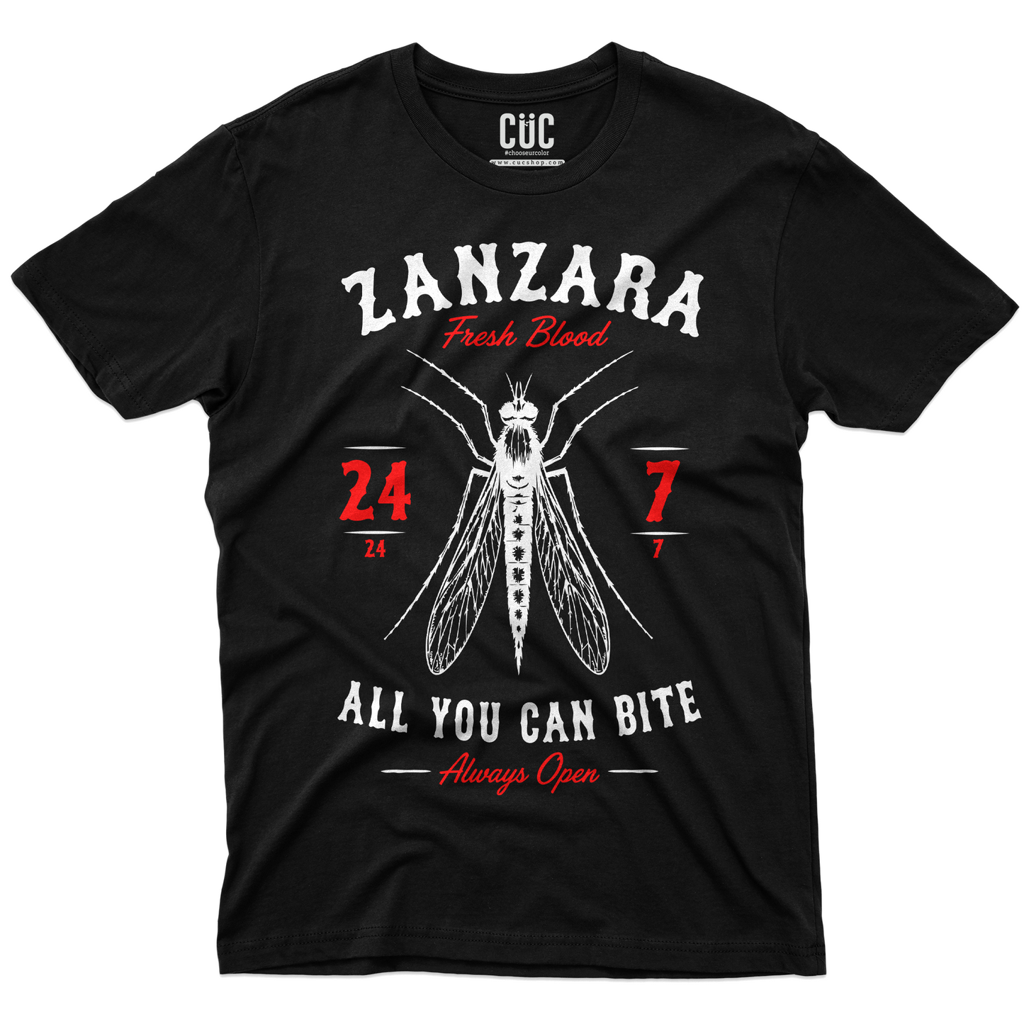 T-SHIRT CUC Prede facili delle zanzare divertente Nera M [IMGKEY:BLA:M:1]