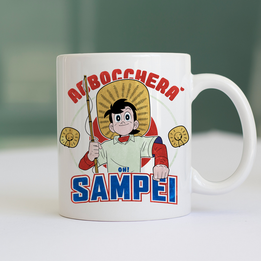 Tazza CUC Abboccherà Sigla Sampei cartoon anni 80 pesca Bianca M [IMGKEY:WHI:M:1]