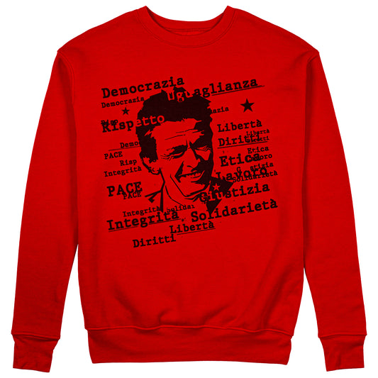 Felpa Girocollo Unisex BERLINGUER TVB - Red - Politica #chooseurcolor