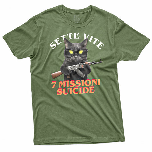 T-SHIRT CUC SETTE VITE - Divertente - Gatto  #chooseurcolor