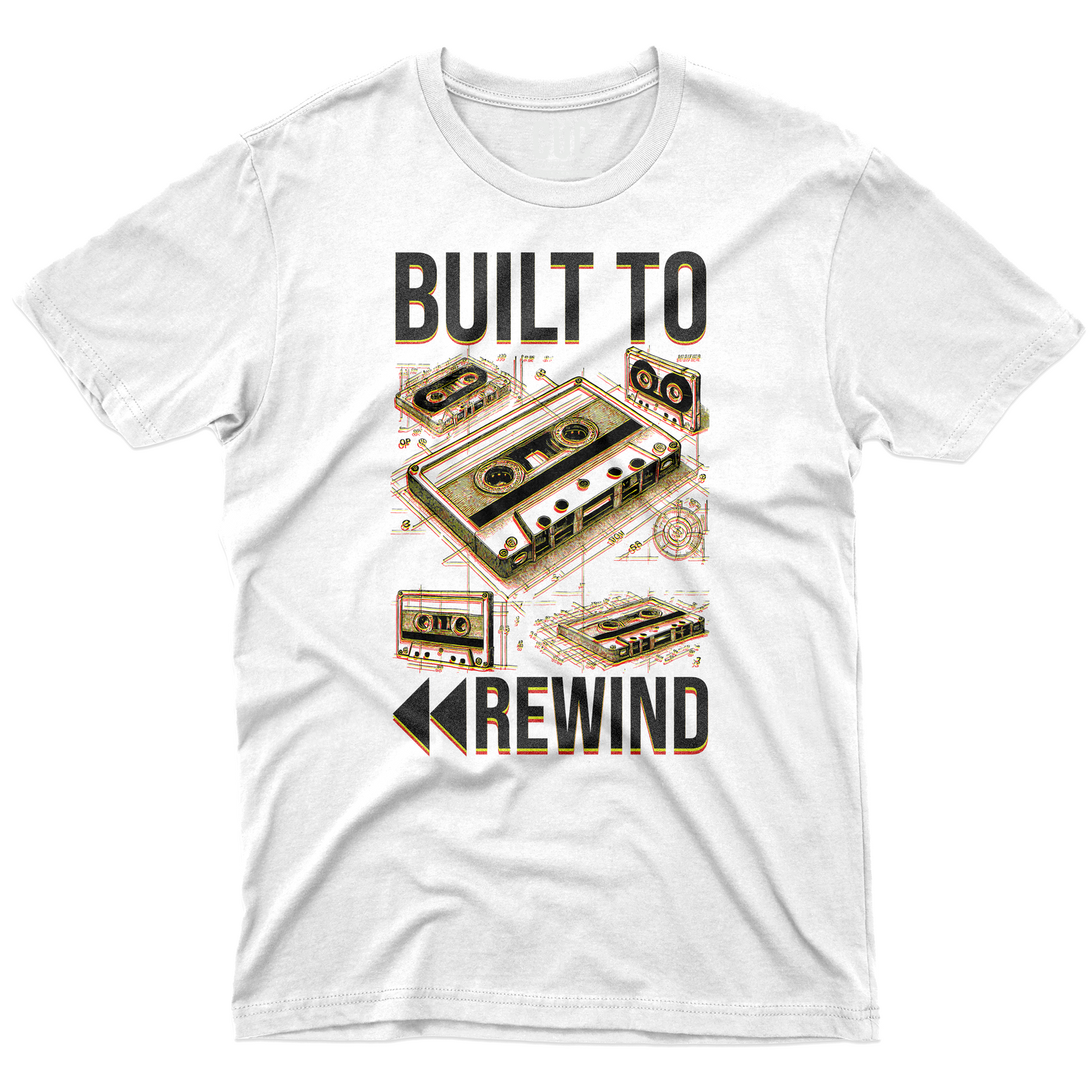 CUC T-Shirt BUILT TO REWIND - music cassetta - anni 80  #chooseurcolor