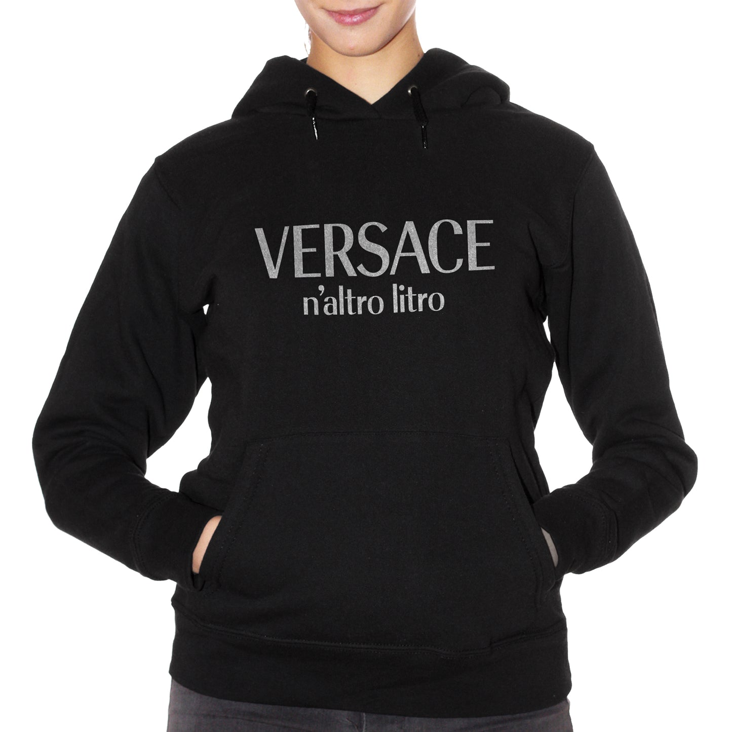 Black Felpa Cappuccio Versace N'altro Litro Frasi Divertenti Bevute - Funny Choose ur Color CucShop