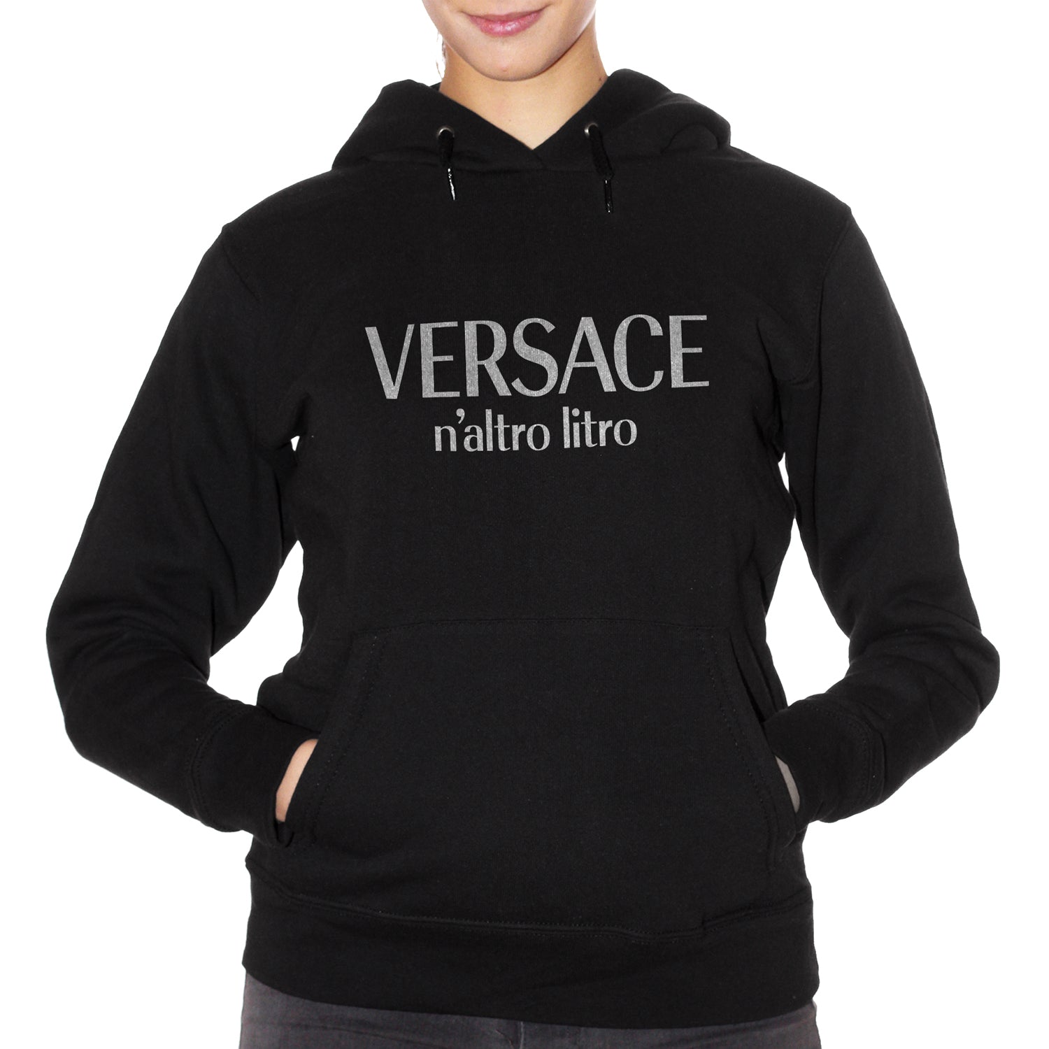 Black Felpa Cappuccio Versace N'altro Litro Frasi Divertenti Bevute - Funny Choose ur Color CucShop