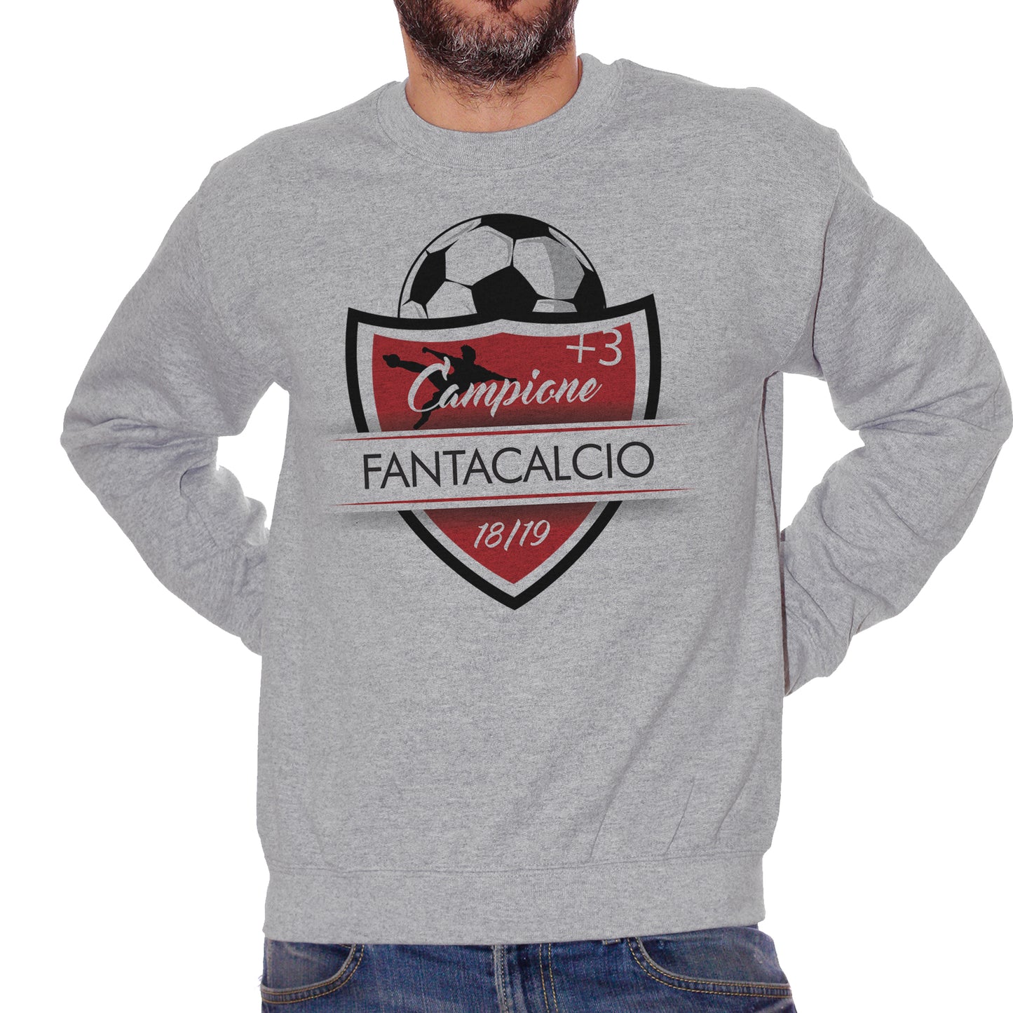 Dark Gray Felpa Girocollo Fantacalcio Campione +3 2018/2019 - Sport Choose ur Color CucShop
